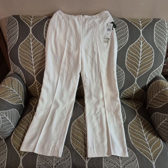 New 💯% Silk Lauren Ralph Lauren 10 Cape Grace Colonial Cream WideLeg Dress Pant - Picture 6 of 15